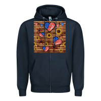 Navy 4th of july hearts seamless pattern Zipper Hoodie - BundleAndBundleShop
