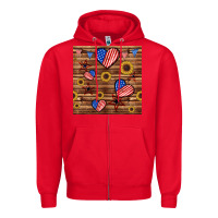 Red 4th of july hearts seamless pattern Zipper Hoodie - BundleAndBundleShop