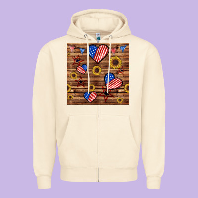 4th Of July Hearts Seamless Pattern Zipper Hoodie Designed By Bundleandbundleshop