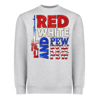 Heather Grey red white and pew pew pew Heavyweight Sweatshirt - texasbilliewilder