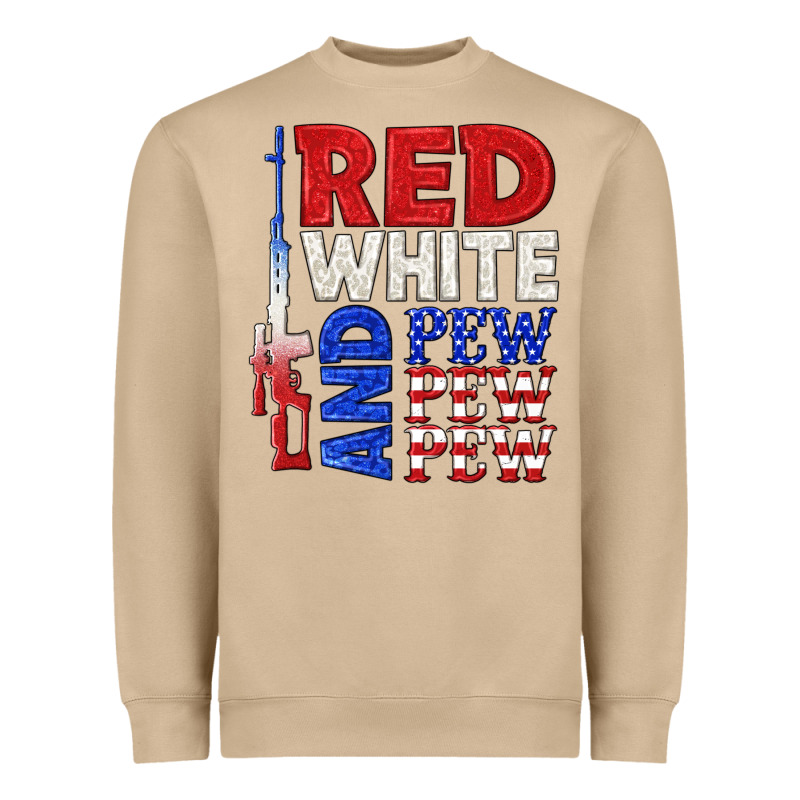 Red White And Pew Pew Pew Heavyweight Sweatshirt by texasbilliewilder | Teevron