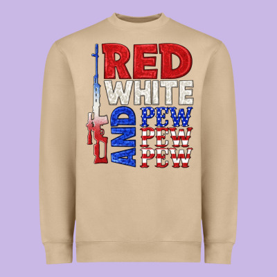 Heavyweight Sweatshirt red white and pew pew pew