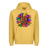 Antique Gold Pride LGBTQ+ Sunflower With Peace Premium Hoodie - BundleAndBundleShop