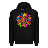 Black Pride LGBTQ+ Sunflower With Peace Premium Hoodie - BundleAndBundleShop
