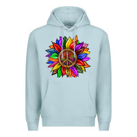 Blue Mist Pride LGBTQ+ Sunflower With Peace Premium Hoodie - BundleAndBundleShop