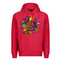 Cardinal Pride LGBTQ+ Sunflower With Peace Premium Hoodie - BundleAndBundleShop
