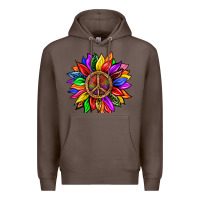 Coffee Pride LGBTQ+ Sunflower With Peace Premium Hoodie - BundleAndBundleShop