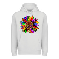 Dove Grey Pride LGBTQ+ Sunflower With Peace Premium Hoodie - BundleAndBundleShop