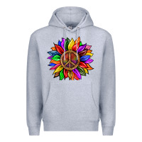 Heather Grey Pride LGBTQ+ Sunflower With Peace Premium Hoodie - BundleAndBundleShop