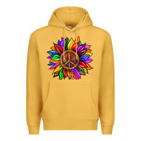 Mustard Pride LGBTQ+ Sunflower With Peace Premium Hoodie - BundleAndBundleShop