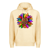 Pina Colada Pride LGBTQ+ Sunflower With Peace Premium Hoodie - BundleAndBundleShop