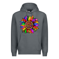 Rock Pride LGBTQ+ Sunflower With Peace Premium Hoodie - BundleAndBundleShop