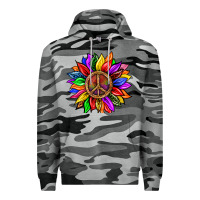 Slate Camo Pride LGBTQ+ Sunflower With Peace Premium Hoodie - BundleAndBundleShop