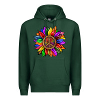 Sports Green Pride LGBTQ+ Sunflower With Peace Premium Hoodie - BundleAndBundleShop