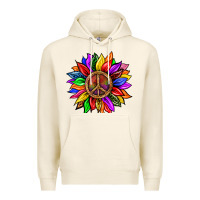 Tofu Pride LGBTQ+ Sunflower With Peace Premium Hoodie - BundleAndBundleShop