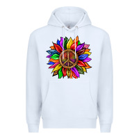 White Pride LGBTQ+ Sunflower With Peace Premium Hoodie - BundleAndBundleShop