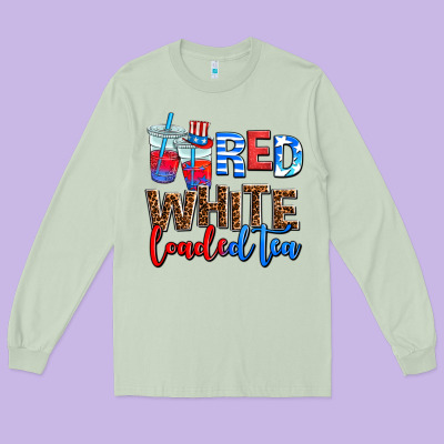 Red White Loaded Tea Long Sleeve Tee Designed By Adodesignshop