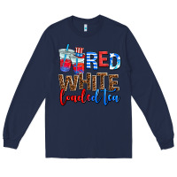 Navy Red white loaded tea Long Sleeve Tee - AdoDesignShop