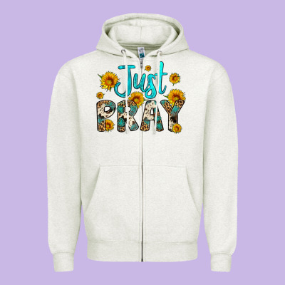 Just Pray Zipper Hoodie Designed By Artiststas