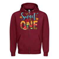 Burgundy sweet one watermelon Zipper Hoodie - Artiststas