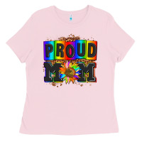 Bubblegum Pink proud mom with sunflower Ladies Tee - AdoDesignShop