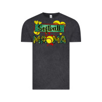 Vintage Black softball mama with leopard Vintage Tee - Zillion Design Studio