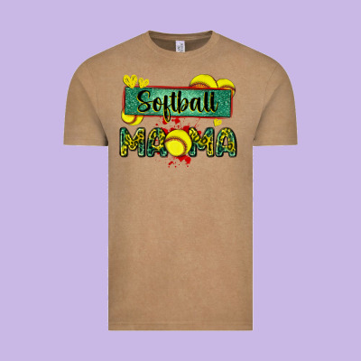 Softball Mama With Leopard Vintage Tee Designed By Zillion Design Studio