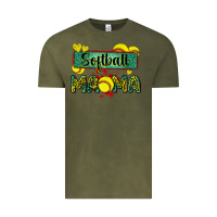 Vintage Olive softball mama with leopard Vintage Tee - Zillion Design Studio