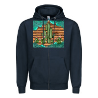 Navy cactus gemstone Zipper Hoodie - JahusDesignShop