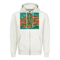 Oatmeal Heather cactus gemstone Zipper Hoodie - JahusDesignShop