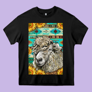 Western Lincoln Sheep Heavy Core Tee Designed By Lillyallendesigns