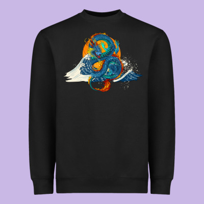 Heavyweight Sweatshirt blue dragon ocean waves and sun