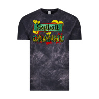 Cloud Black softball granny with leopard Vintage Tee - Zillion Design Studio