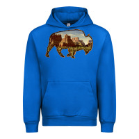 Cobalt Bison Silhouette Desert Landscape Urban Hoodie - Bettercallsaul