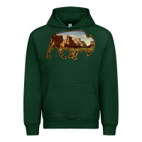 Forest Green Bison Silhouette Desert Landscape Urban Hoodie - Bettercallsaul