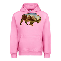 Fuchsia Pink Bison Silhouette Desert Landscape Urban Hoodie - Bettercallsaul