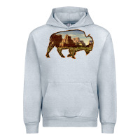 Heather Grey Bison Silhouette Desert Landscape Urban Hoodie - Bettercallsaul
