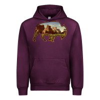 Mauve Wine Bison Silhouette Desert Landscape Urban Hoodie - Bettercallsaul