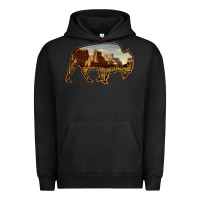 Pigment Black Bison Silhouette Desert Landscape Urban Hoodie - Bettercallsaul