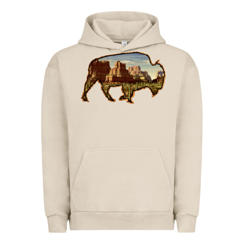 Bison Silhouette Desert Landscape Urban Hoodie by Bettercallsaul | Teevron