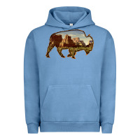 Pigment Pebble Blue Bison Silhouette Desert Landscape Urban Hoodie - Bettercallsaul