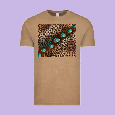 Leopard Gemstone Leather Vintage Tee Designed By Barkaloodesign