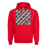 Red american mama leopard seamless pattern Zipper Hoodie - BundleAndBundleShop
