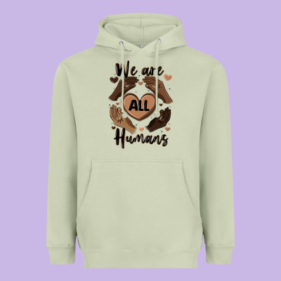 We Are All Humans Heavyweight Hoodie Designed By Maliassmallbusiness