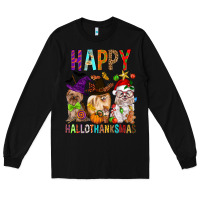Black Happy hallothankmas dog Long Sleeve Tee - FaDigitalArtStudio