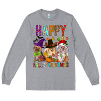Heather Grey Happy hallothankmas dog Long Sleeve Tee - FaDigitalArtStudio