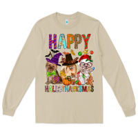 Mushroom Happy hallothankmas dog Long Sleeve Tee - FaDigitalArtStudio