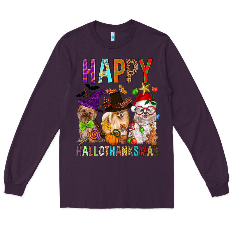 Happy Hallothankmas Dog Long Sleeve Tee by FaDigitalArtStudio | Teevron