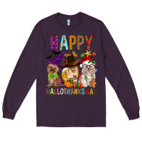 Plum Happy hallothankmas dog Long Sleeve Tee - FaDigitalArtStudio