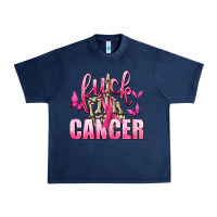 Navy Fuck Cancer with Butterflies Urban Heavy Tee - texasbilliewilder